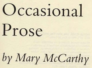 Occasional Prose - 1st Edition/1st Printing
