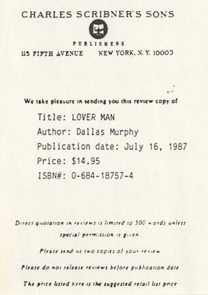 Lover Man - 1st Edition/1st Printing