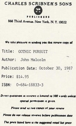 Gothic Pursuit - 1st US Edition/1st Printing