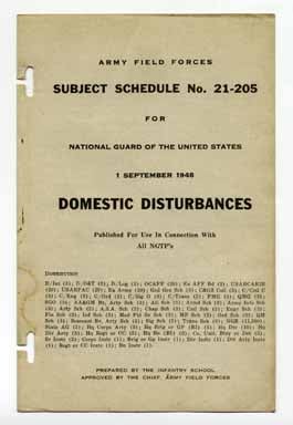 Book #14001 Domestic Disturbances - Subject Schedule No. 21-205. Army Field Forces