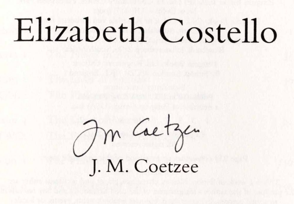 Elizabeth Costello - 1st American Edition/1st Printing | J. M.