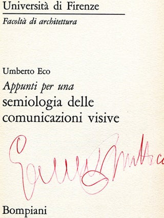 Appunti Per Una Semiologia Delle Comunicazioni Visive - 1st Edition/1st Printing