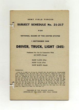 Book #18925 Subject Schedule No. 21-217 For The National Guard Of The United States - Driver,...