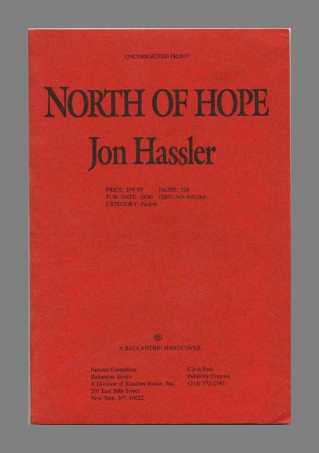Book #23498 North of Hope. Jon Hassler.