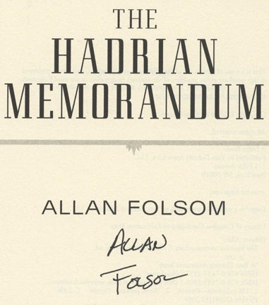 Book #25397 The Hadrian Memorandum -1st Edition/1st Printing. Allan Folsom.