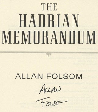 The Hadrian Memorandum -1st Edition/1st Printing. Allan Folsom.