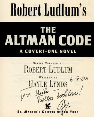 Book #25637 Robert Ludlum's The Altman Code: A Covert-One Novel -1st Edition/1st Printing....