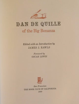 Dan De Quille Of The Big Bonanza