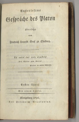 Book #27343 Auserlesene Gespräche Des Platon. Friedrich Graf Zu Stolberg Leopold