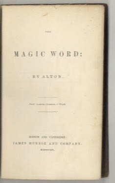 Book #27353 The Magic Word. Alton.