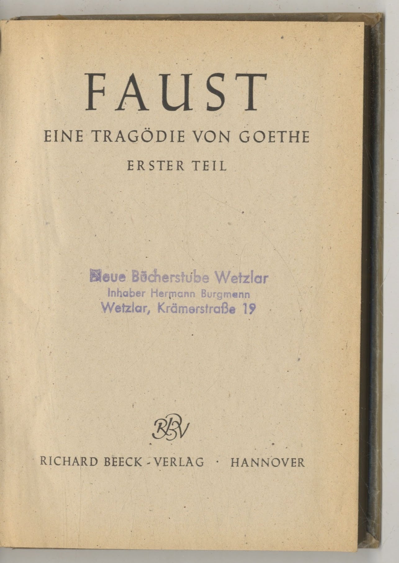 Book #27380 Faust. Johann Woflgang Von Goethe.