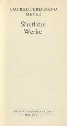 Book #27386 Sämtliche Werke. Conrad Ferdinand Meyer