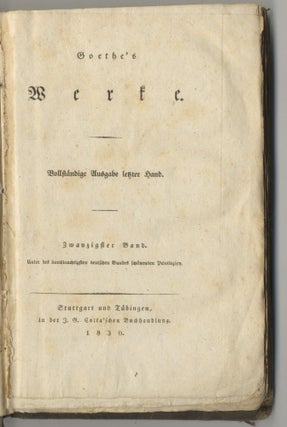 Book #27428 Goethe's Werke. Johann Wolfgang Von Goethe