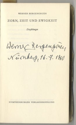 Zorn, Zeit Und Ewigkeit. Werner Bergengruen.