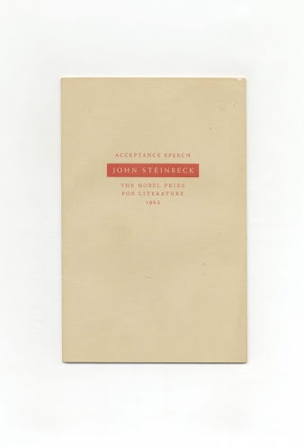 Book #28024 Acceptance Speech The Nobel Prize For Literature, 1962 - 1st Edition/1st Printing. John Steinbeck.