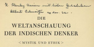 Book #29802 Die Weltanschauung Der Indischen Denker, Mystik Und Ethik [; Indian Thought And Its...