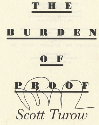 The Burden of Proof -1st Edition/1st Printing