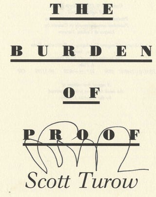 The Burden of Proof -1st Edition/1st Printing