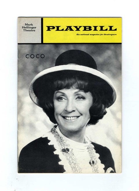 Book #34328 Playbill: Volume 8, Issue 9 (Sept. 1970) ; Frederick Brisson Presents Danielle Darrieux As Coco, a New Musical - 1st Edition/1st Printing. Alan Jay Lerner, Joan Alleman Rubin.