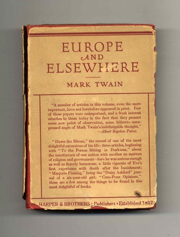 Book #45663 Europe and Elsewhere. Mark Twain, Samuel Langhorne Clemens.