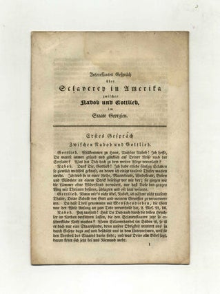 Book #50383 Interessantes Gespräch Uber Sclaverey In Amerika Zwischen Nabob Und Gottlieb Im...