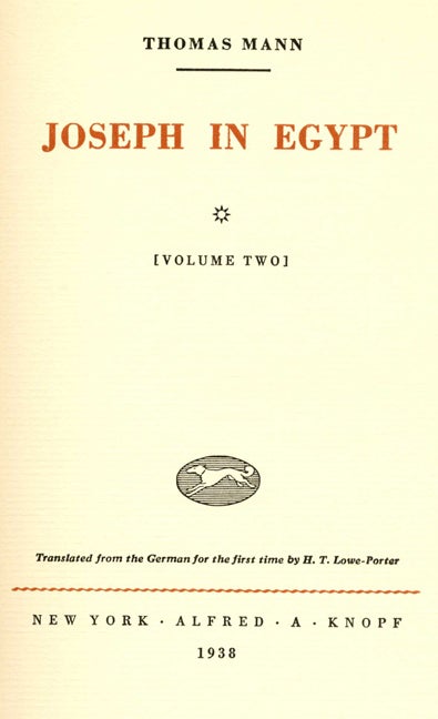 Joseph in Egypt | Thomas Mann | Books Tell You Why, Inc