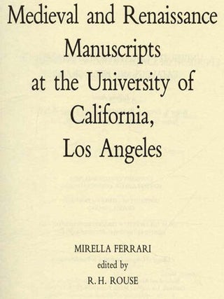 Medieval and Renaissance Manuscripts in California Libraries