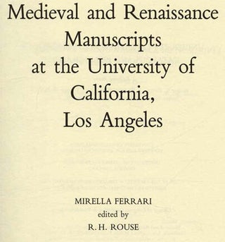 Medieval and Renaissance Manuscripts in California Libraries