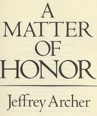 A Matter of Honor - 1st Edition/1st Printing